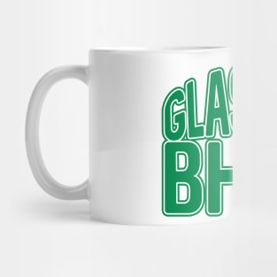 GLASGOW BHOY, Glasgow Celtic Football Club Green and White Layered Text Design Mug